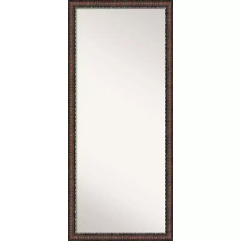 Amanti Art 28"x64" Non-Beveled Full Length Floor Leaner Caleb Brown Framed Mirror: Rustic Farmhouse Style, Polystyrene Frame