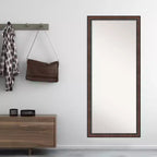 Miroir pleine longueur 28"x64" à poser, cadre rustique marron, option de fixation murale