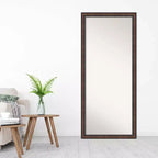 Miroir pleine longueur 28"x64" à poser, cadre rustique marron, option de fixation murale