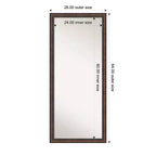 Miroir pleine longueur 28"x64" à poser, cadre rustique marron, option de fixation murale