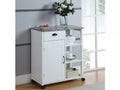 Kings Brand Furniture Francois Wood & Marble Vinyl Top Kitchen Storage Cabinet Cart, White