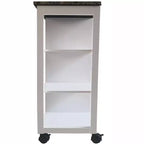 Chariot de rangement de cuisine, plateau en vinyle marbré, 1 tiroir, 3 étagères, blanc, roulettes