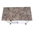 Chariot de rangement de cuisine, plateau en vinyle marbré, 1 tiroir, 3 étagères, blanc, roulettes