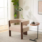 Fauteuil d'appoint moderne en velours, pieds en bois d'hévéa, capacité de 136 kg