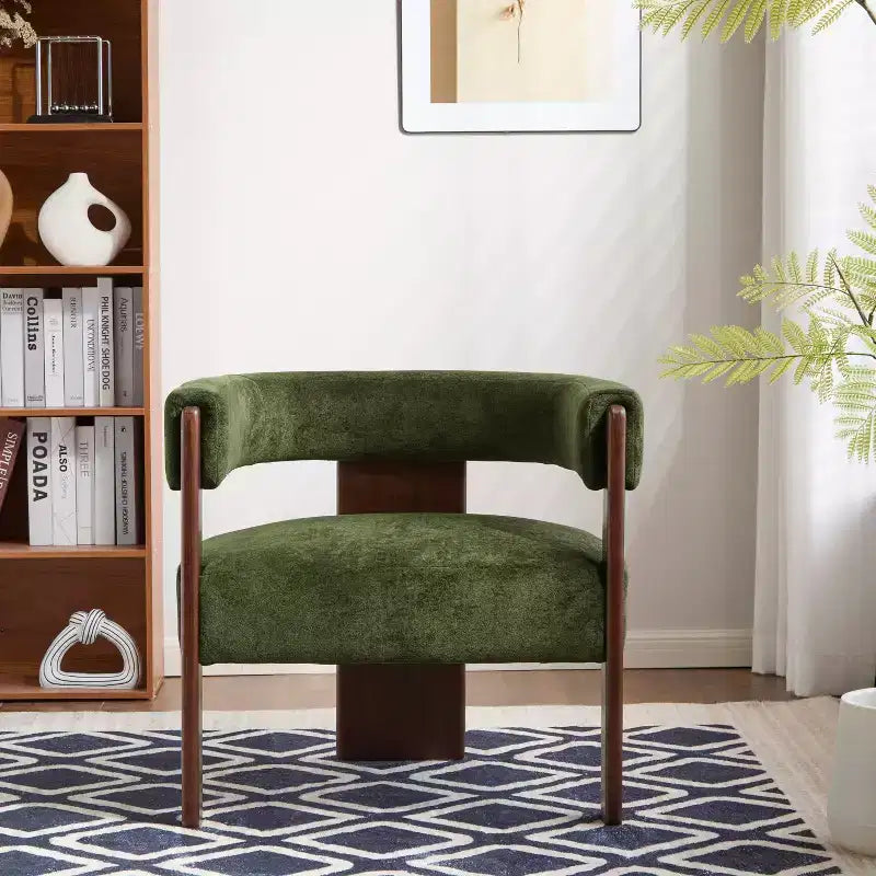 Fauteuil d'appoint moderne en velours, pieds en bois d'hévéa, capacité de 136 kg