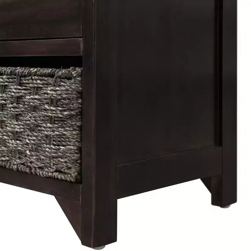 Banc de rangement avec 2 tiroirs et panier amovible, Bois d'acacia, 81 cm (l) x 51 cm (H)