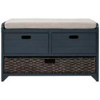 Banc de rangement avec 2 tiroirs et panier amovible, Bois d'acacia, 81 cm (l) x 51 cm (H)