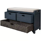 Banc de rangement avec 2 tiroirs et panier amovible, Bois d'acacia, 81 cm (l) x 51 cm (H)