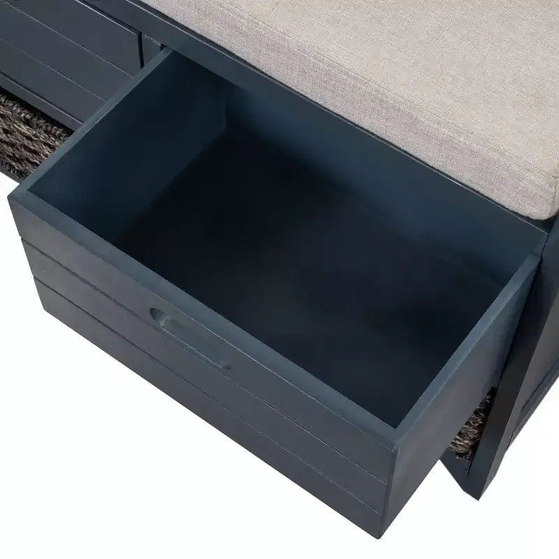 Banc de rangement avec 2 tiroirs et panier amovible, Bois d'acacia, 81 cm (l) x 51 cm (H)