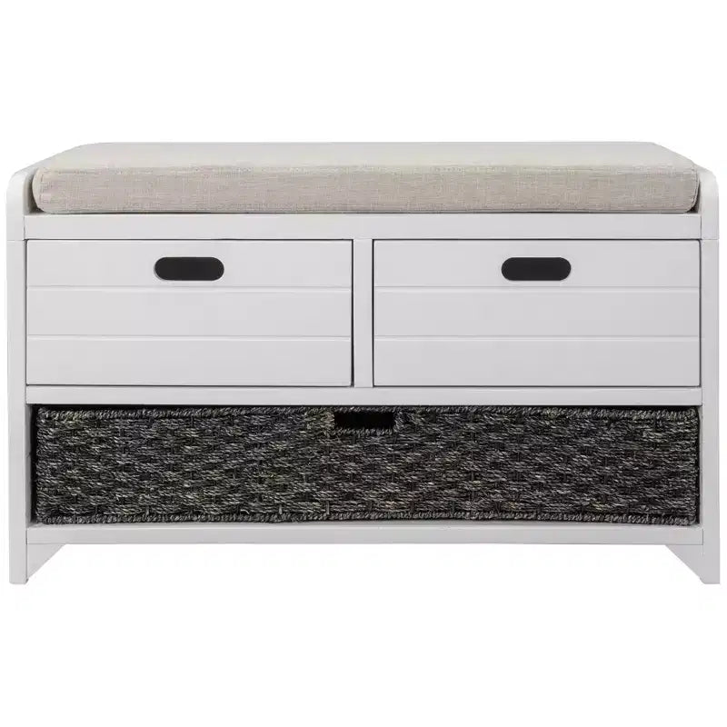 Banc de rangement avec 2 tiroirs et panier amovible, Bois d'acacia, 81 cm (l) x 51 cm (H)