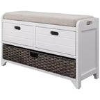 Banc de rangement avec 2 tiroirs et panier amovible, Bois d'acacia, 81 cm (l) x 51 cm (H)