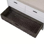 Banc de rangement avec 2 tiroirs et panier amovible, Bois d'acacia, 81 cm (l) x 51 cm (H)