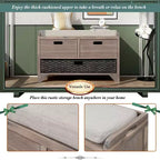 Banc de rangement avec 2 tiroirs et panier amovible, Bois d'acacia, 81 cm (l) x 51 cm (H)