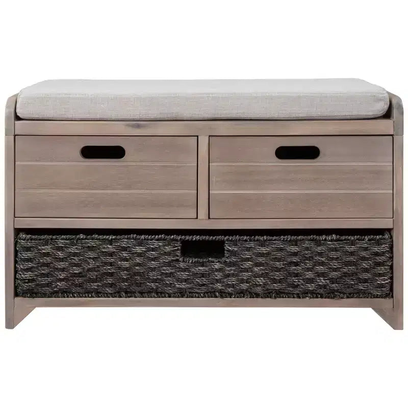 Banc de rangement avec 2 tiroirs et panier amovible, Bois d'acacia, 81 cm (l) x 51 cm (H)