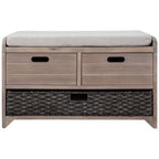 Banc de rangement avec 2 tiroirs et panier amovible, Bois d'acacia, 81 cm (l) x 51 cm (H)