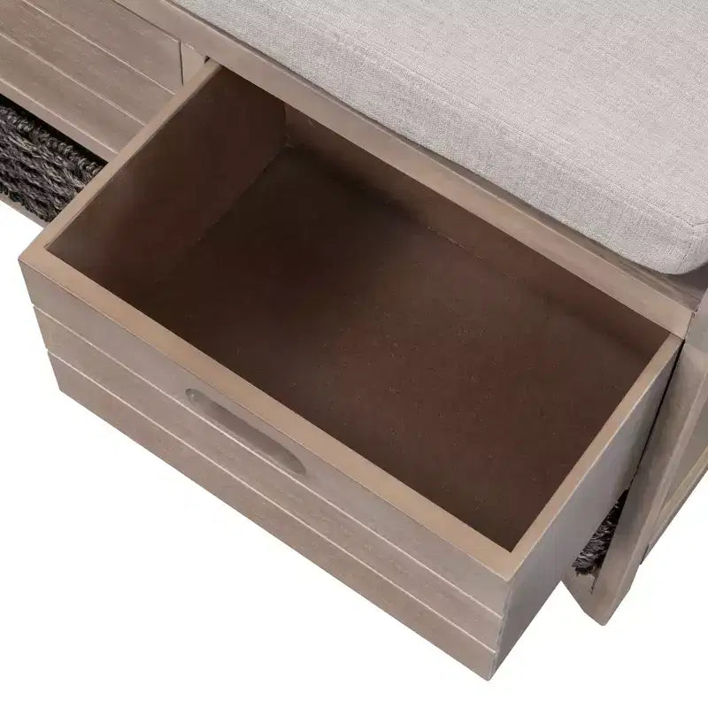 Banc de rangement avec 2 tiroirs et panier amovible, Bois d'acacia, 81 cm (l) x 51 cm (H)