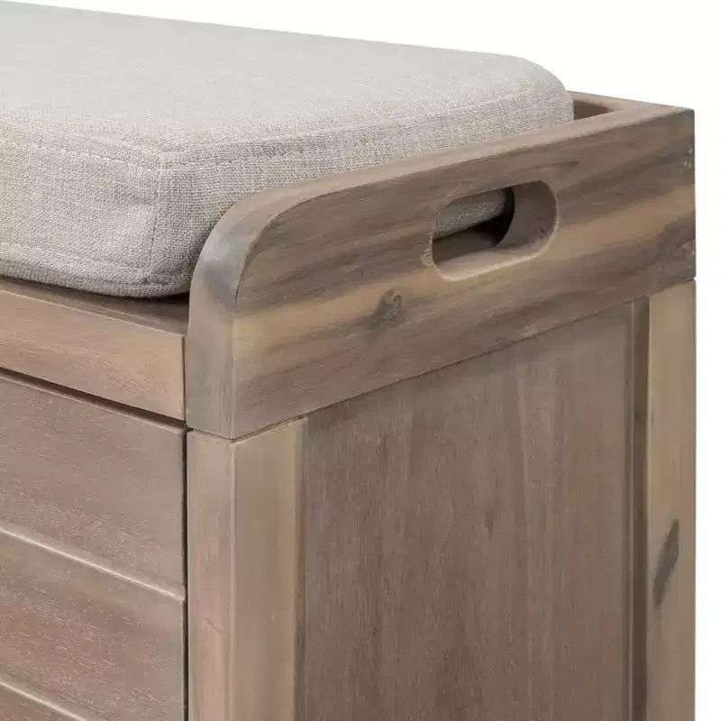 Banc de rangement avec 2 tiroirs et panier amovible, Bois d'acacia, 81 cm (l) x 51 cm (H)