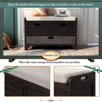 Banc de rangement avec 2 tiroirs et panier amovible, Bois d'acacia, 81 cm (l) x 51 cm (H)