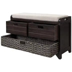 Banc de rangement avec 2 tiroirs et panier amovible, Bois d'acacia, 81 cm (l) x 51 cm (H)