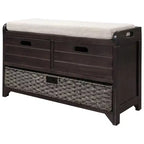 Banc de rangement avec 2 tiroirs et panier amovible, Bois d'acacia, 81 cm (l) x 51 cm (H)