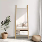 Miroir mural en bois massif de style échelle, 21"L x 64"H, marron, aucun assemblage requis