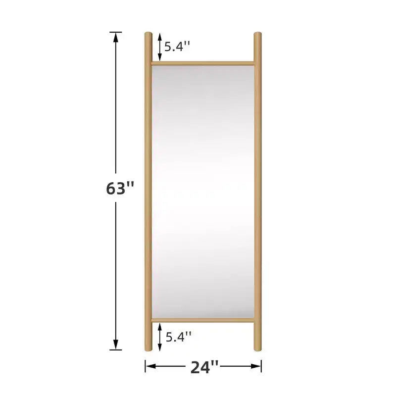 Miroir mural en bois massif de style échelle, 21"L x 64"H, marron, aucun assemblage requis