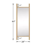 Miroir mural en bois massif de style échelle, 21"L x 64"H, marron, aucun assemblage requis