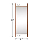 Miroir mural en bois massif de style échelle, 21"L x 64"H, marron, aucun assemblage requis