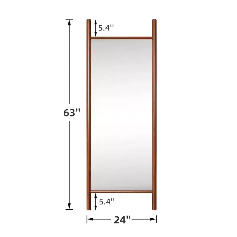 Miroir mural en bois massif de style échelle, 21"L x 64"H, marron, aucun assemblage requis