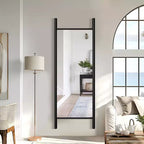 Miroir mural en bois massif de style échelle, 21"L x 64"H, marron, aucun assemblage requis