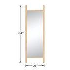 Miroir mural en bois massif de style échelle, 21"L x 64"H, marron, aucun assemblage requis