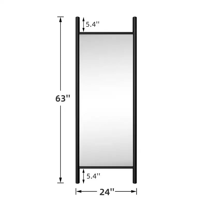 Miroir mural en bois massif de style échelle, 21"L x 64"H, marron, aucun assemblage requis
