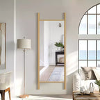Miroir mural en bois massif de style échelle, 21"L x 64"H, marron, aucun assemblage requis