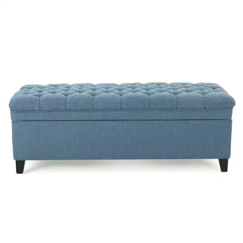 Pouf de rangement contemporain en tissu capitonné, 127 cm L, 2 places, capacité de 136 kg