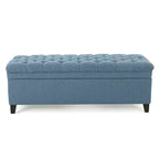 Pouf de rangement contemporain en tissu capitonné, 127 cm L, 2 places, capacité de 136 kg