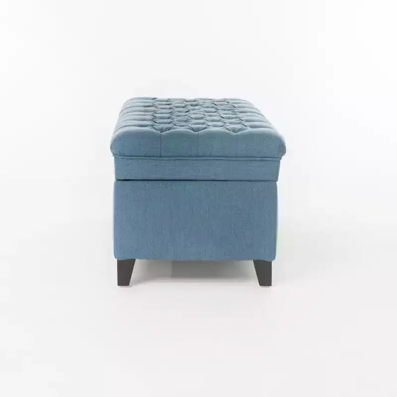 Pouf de rangement contemporain en tissu capitonné, 127 cm L, 2 places, capacité de 136 kg