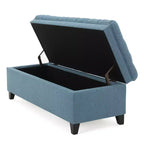 Pouf de rangement contemporain en tissu capitonné, 127 cm L, 2 places, capacité de 136 kg