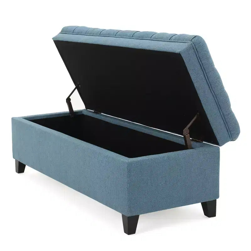 Pouf de rangement contemporain en tissu capitonné, 127 cm L, 2 places, capacité de 136 kg