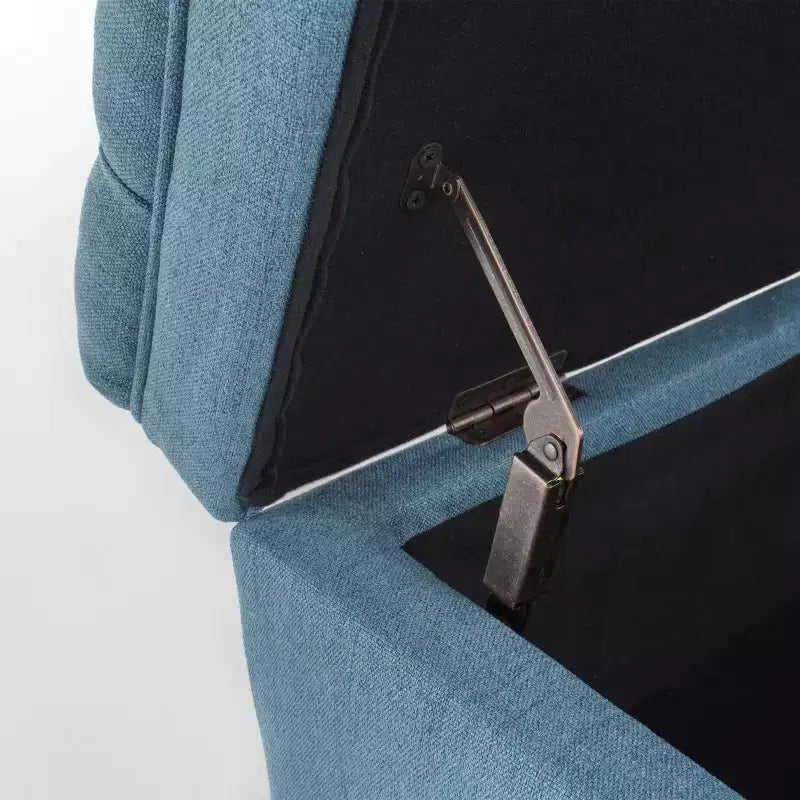 Pouf de rangement contemporain en tissu capitonné, 127 cm L, 2 places, capacité de 136 kg