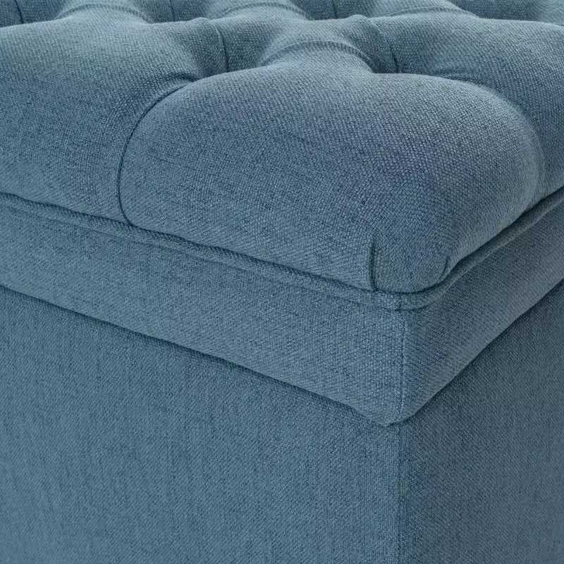 Pouf de rangement contemporain en tissu capitonné, 127 cm L, 2 places, capacité de 136 kg