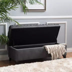 Pouf de rangement contemporain en tissu capitonné, 127 cm L, 2 places, capacité de 136 kg