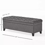 Pouf de rangement contemporain en tissu capitonné, 127 cm L, 2 places, capacité de 136 kg