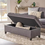 Pouf de rangement contemporain en tissu capitonné, 127 cm L, 2 places, capacité de 136 kg