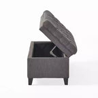 Pouf de rangement contemporain en tissu capitonné, 127 cm L, 2 places, capacité de 136 kg