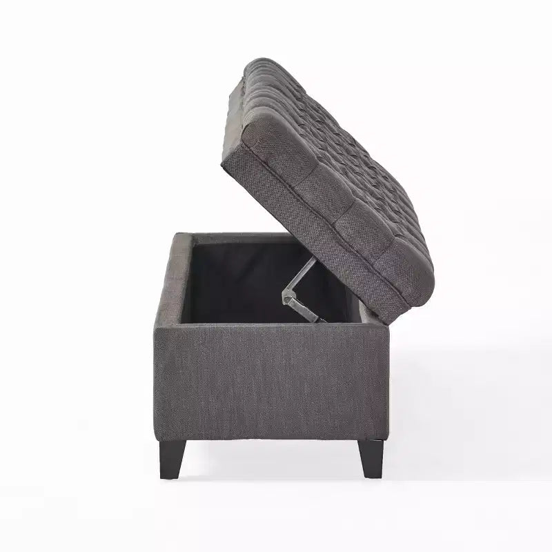 Pouf de rangement contemporain en tissu capitonné, 127 cm L, 2 places, capacité de 136 kg