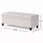 Pouf de rangement contemporain en tissu capitonné, 127 cm L, 2 places, capacité de 136 kg
