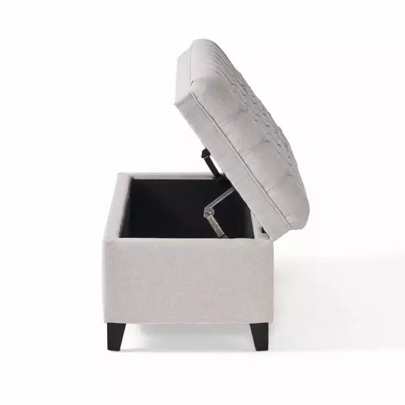 Pouf de rangement contemporain en tissu capitonné, 127 cm L, 2 places, capacité de 136 kg