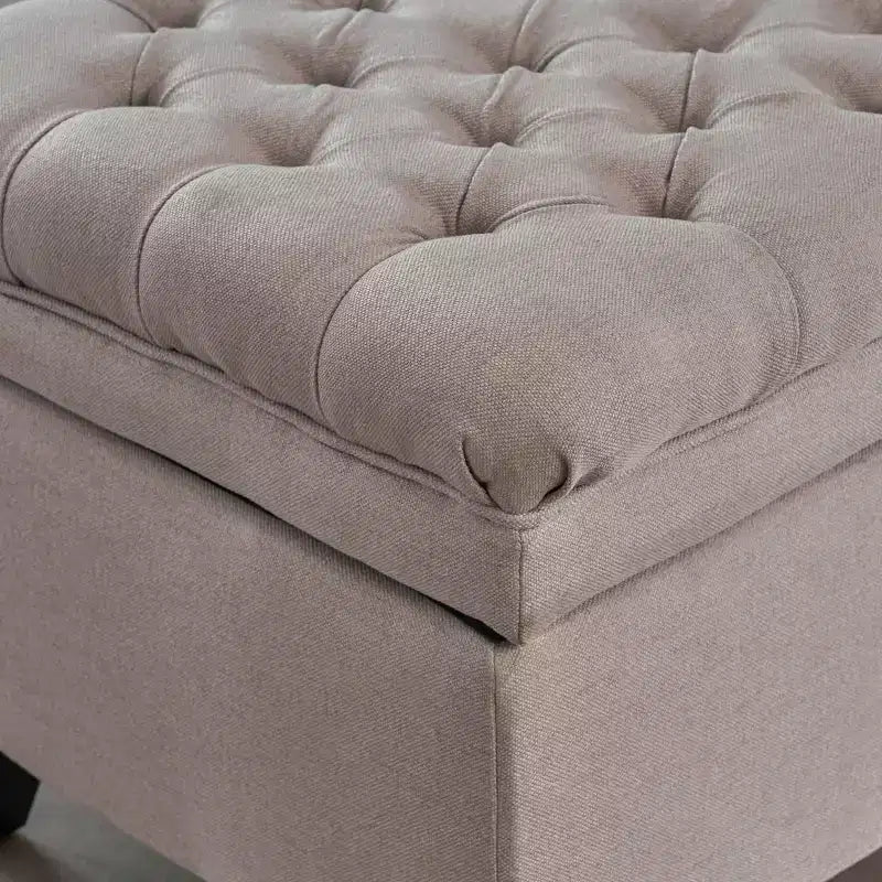Pouf de rangement contemporain en tissu capitonné, 127 cm L, 2 places, capacité de 136 kg