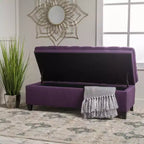 Pouf de rangement contemporain en tissu capitonné, 127 cm L, 2 places, capacité de 136 kg