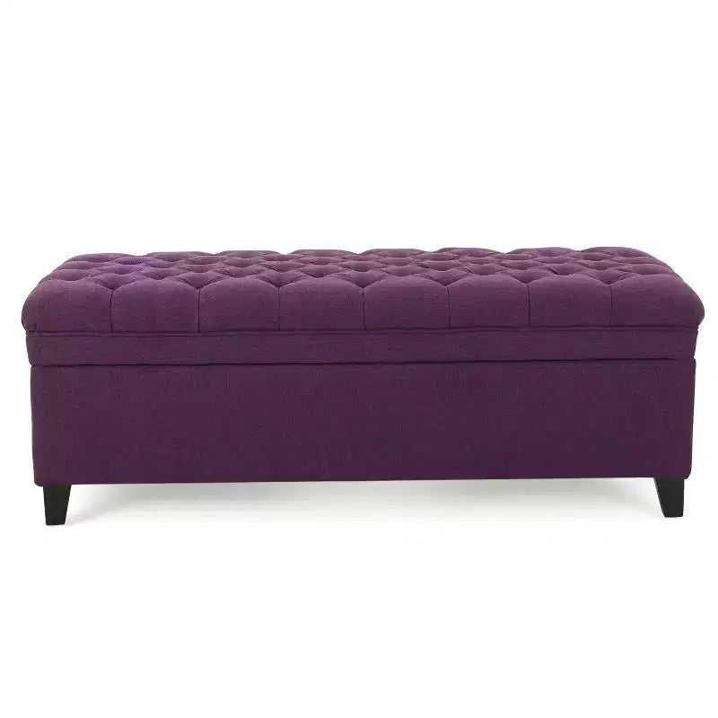 Pouf de rangement contemporain en tissu capitonné, 127 cm L, 2 places, capacité de 136 kg